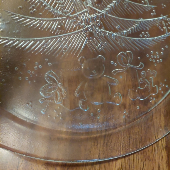 Vintage Christmas Serving Platter Glass Duralex Made In France With Box EUC Clea - Picture 3 of 4